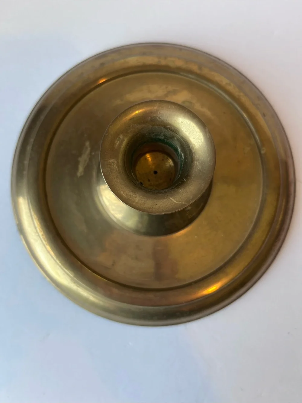 MCM Brass Candlestick Holder Short Wide Heavy Vintage